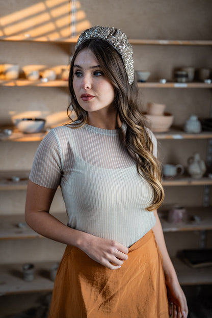 Cassia Medium Light Silver Sequin Headband