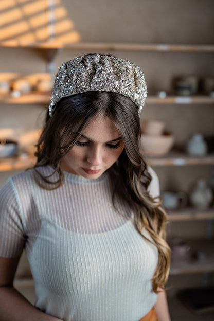 Cassia Medium Light Silver Sequin Headband