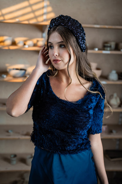 Cassia Medium Blue Sequin Headband