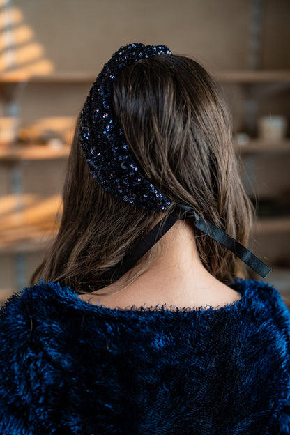 Zoe Blue Sequin Tie Headband