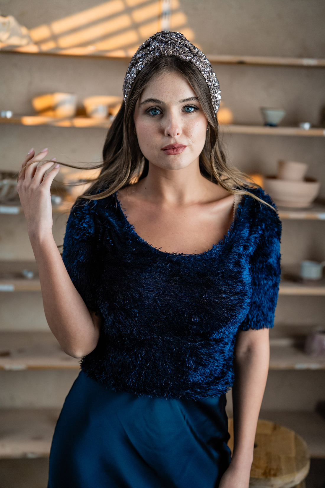 Zoe Silver-Lilac Sequin Tie Headband