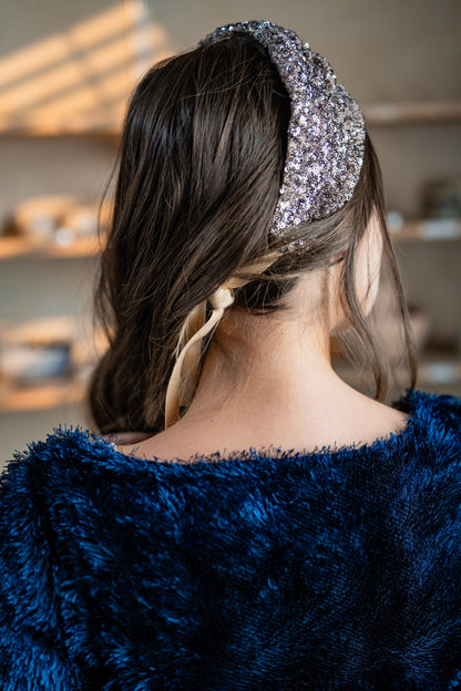 Zoe Silver-Lilac Sequin Tie Headband