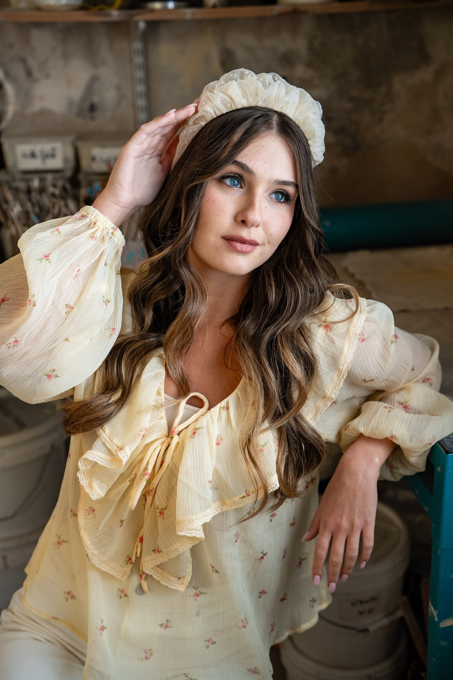 Renee Narrow Butter Polka Dot Headband
