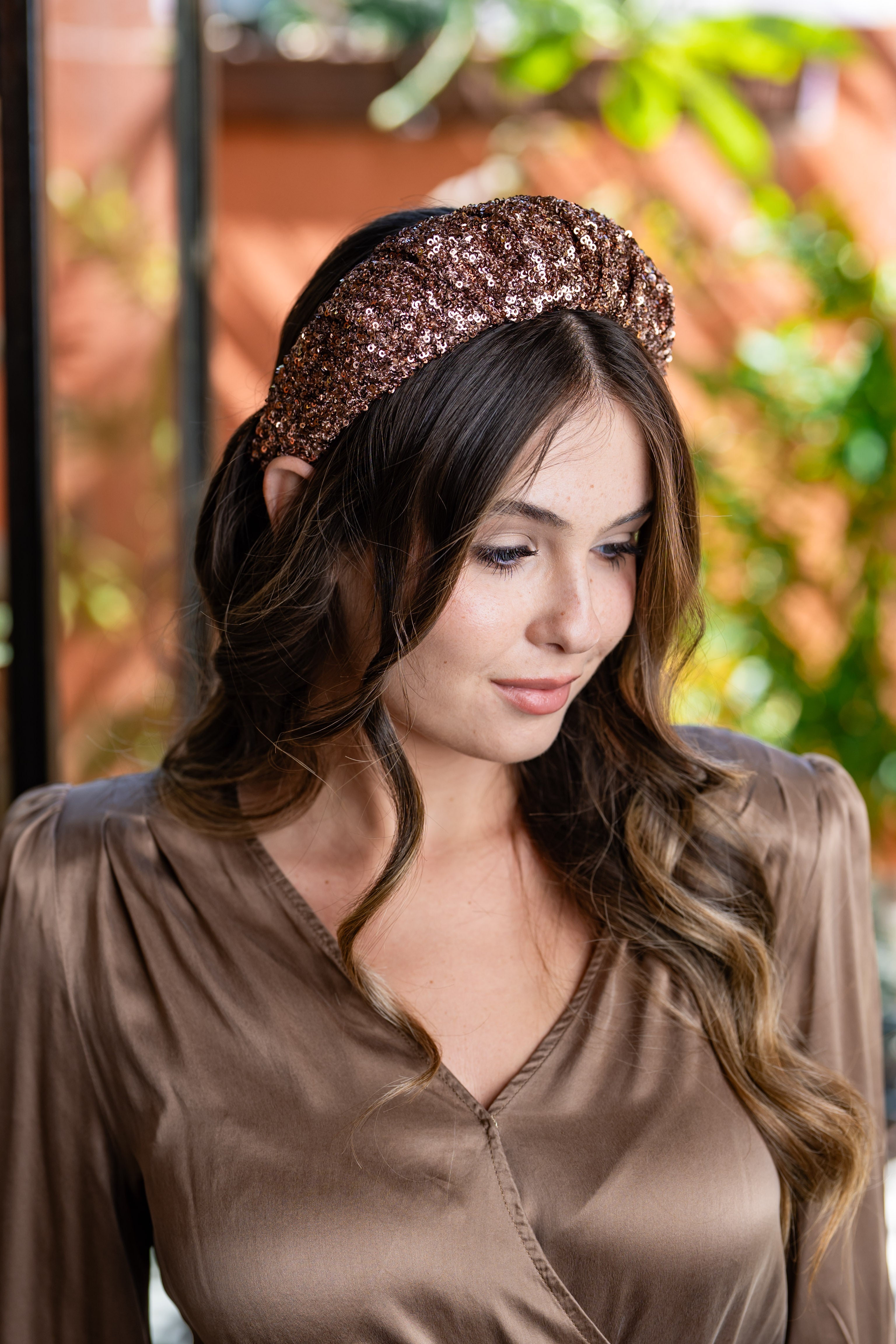 Cassia Narrow Copper Sequin Headband