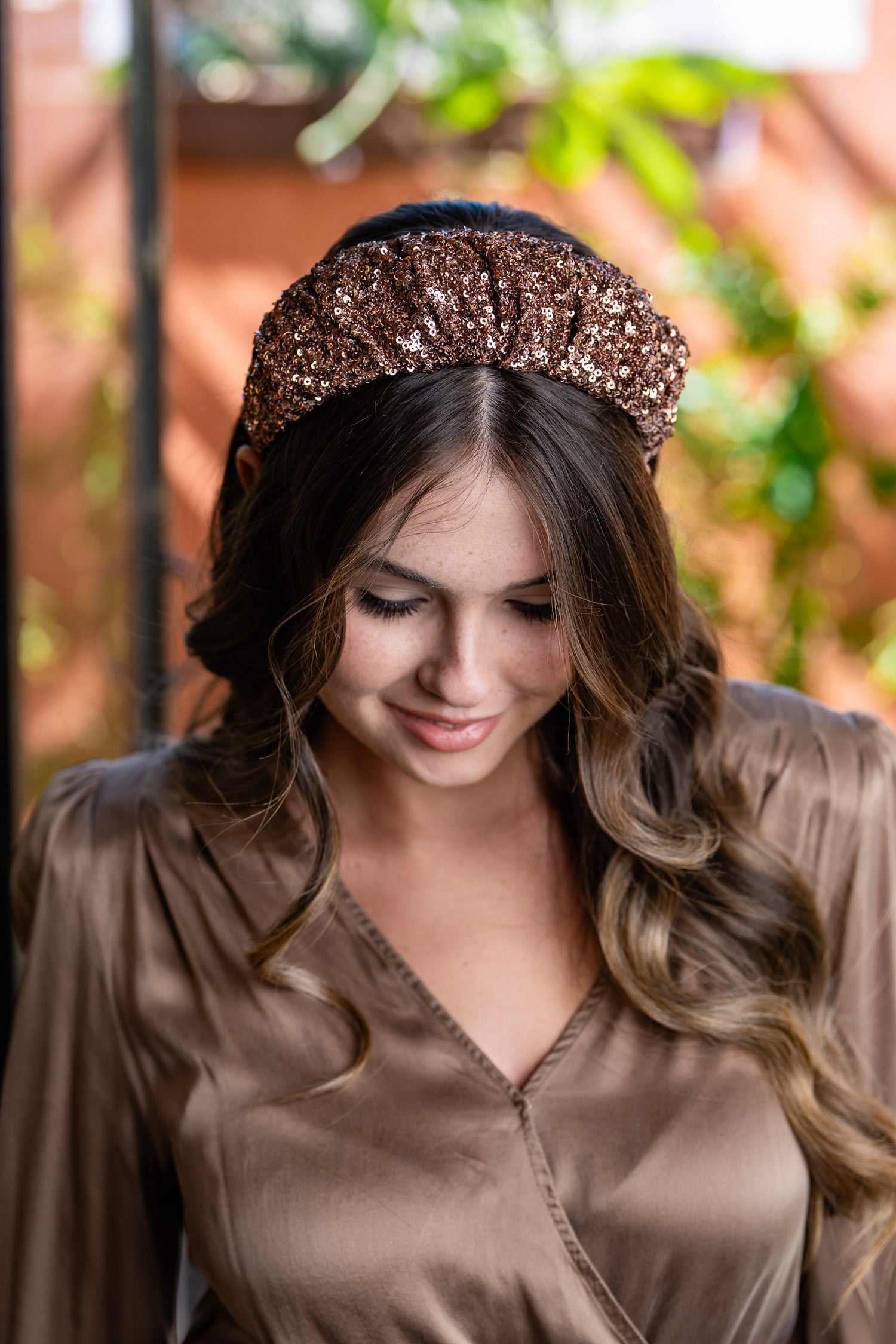 Cassia Narrow Copper Sequin Headband