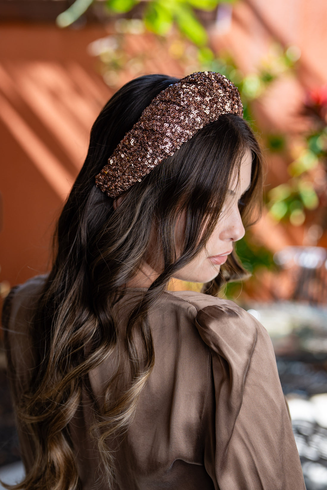 Cassia Narrow Copper Sequin Headband