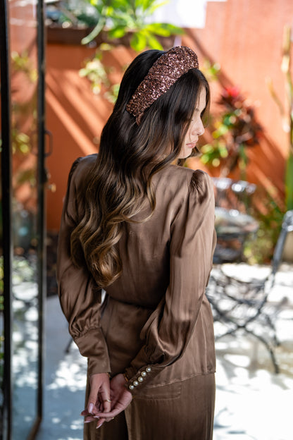 Cassia Narrow Copper Sequin Headband