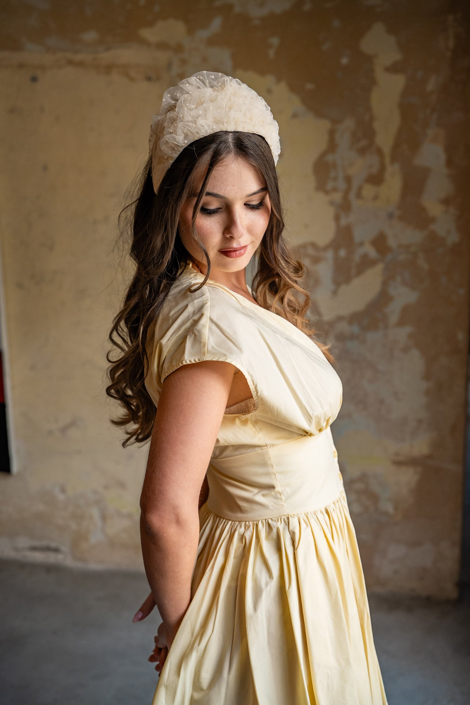 Renee Wide Butter Polka Dot Headband