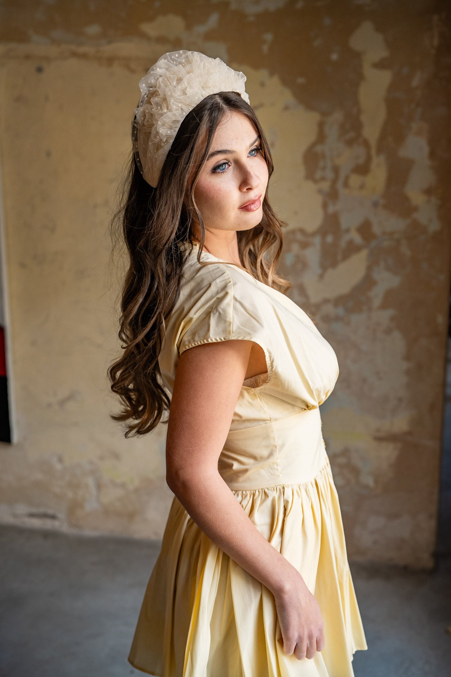 Renee Wide Butter Polka Dot Headband