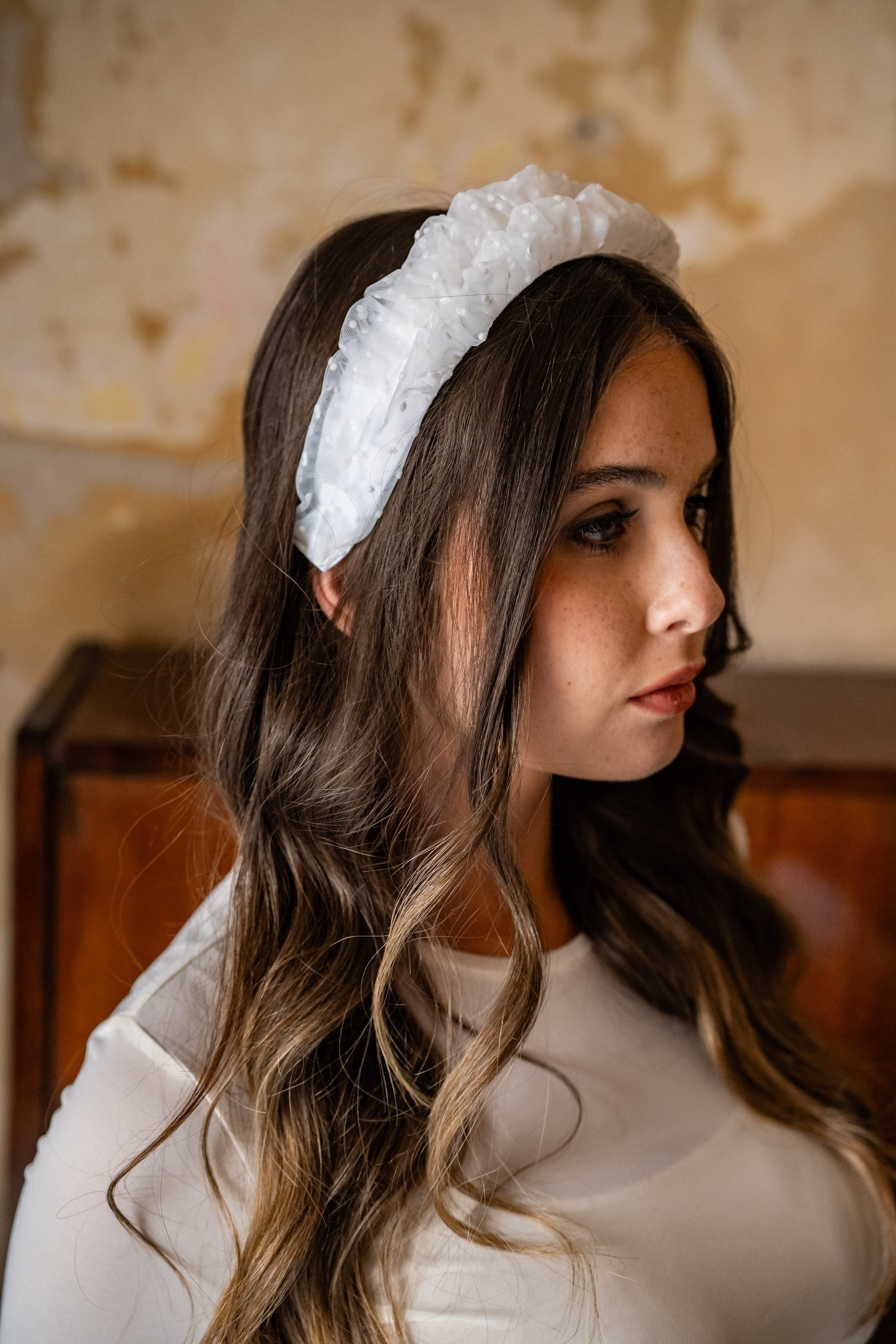 Renee Petite White Polka Dot Headband