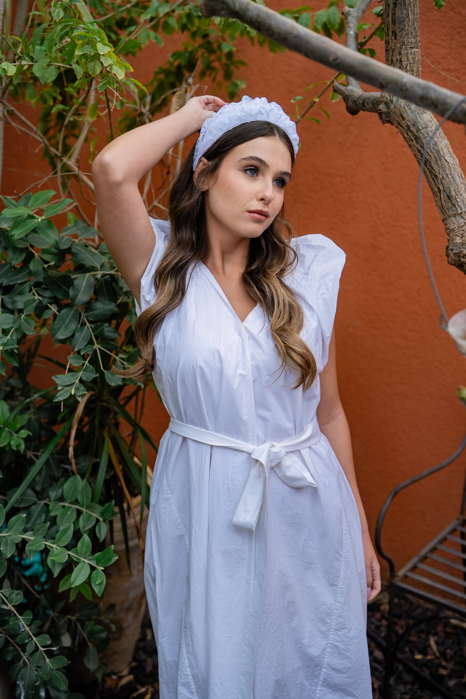 Renee Narrow White Lace Headband