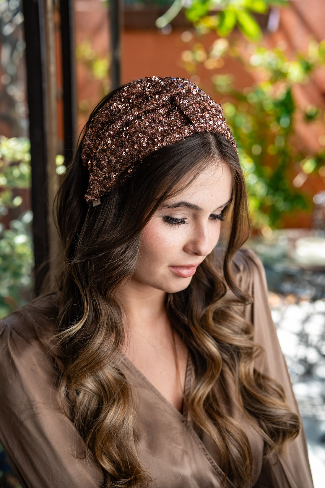 Zoe Copper Sequin Tie Headband