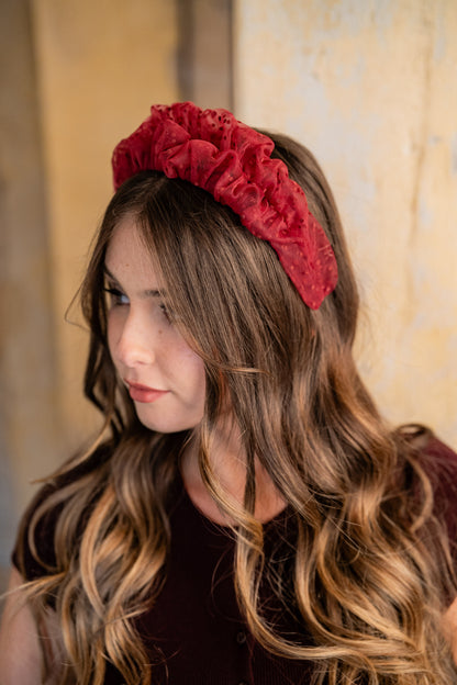 Renee Petite Burgundy Polka Dot Headband