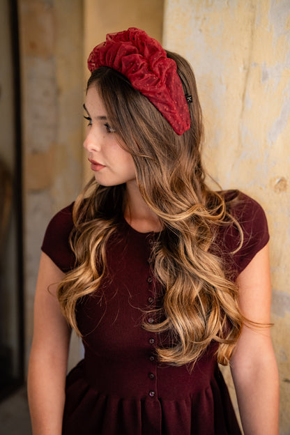 Renee Medium Burgundy Polka Dot Headband
