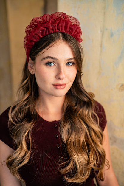 Renee Medium Burgundy Polka Dot Headband