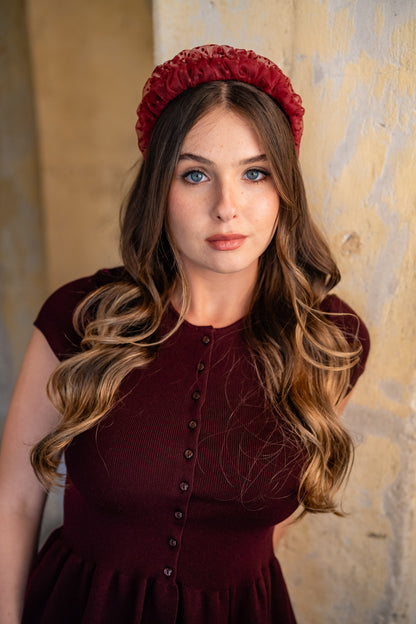Renee Petite Burgundy Polka Dot Headband