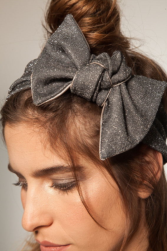 Velcro Playful Headband, Shimmery Grey